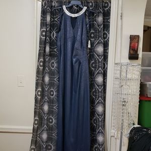 Marina Shimmering Blue Holiday Evening Gown